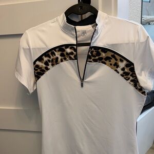 Tail Women's White and Leopard Print Jersey Top